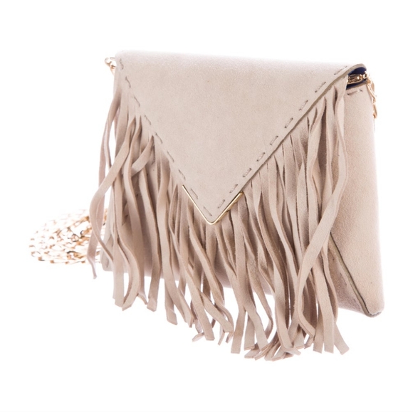 Tyler Ellis beige fringe crossbody bag - Picture 2 of 7